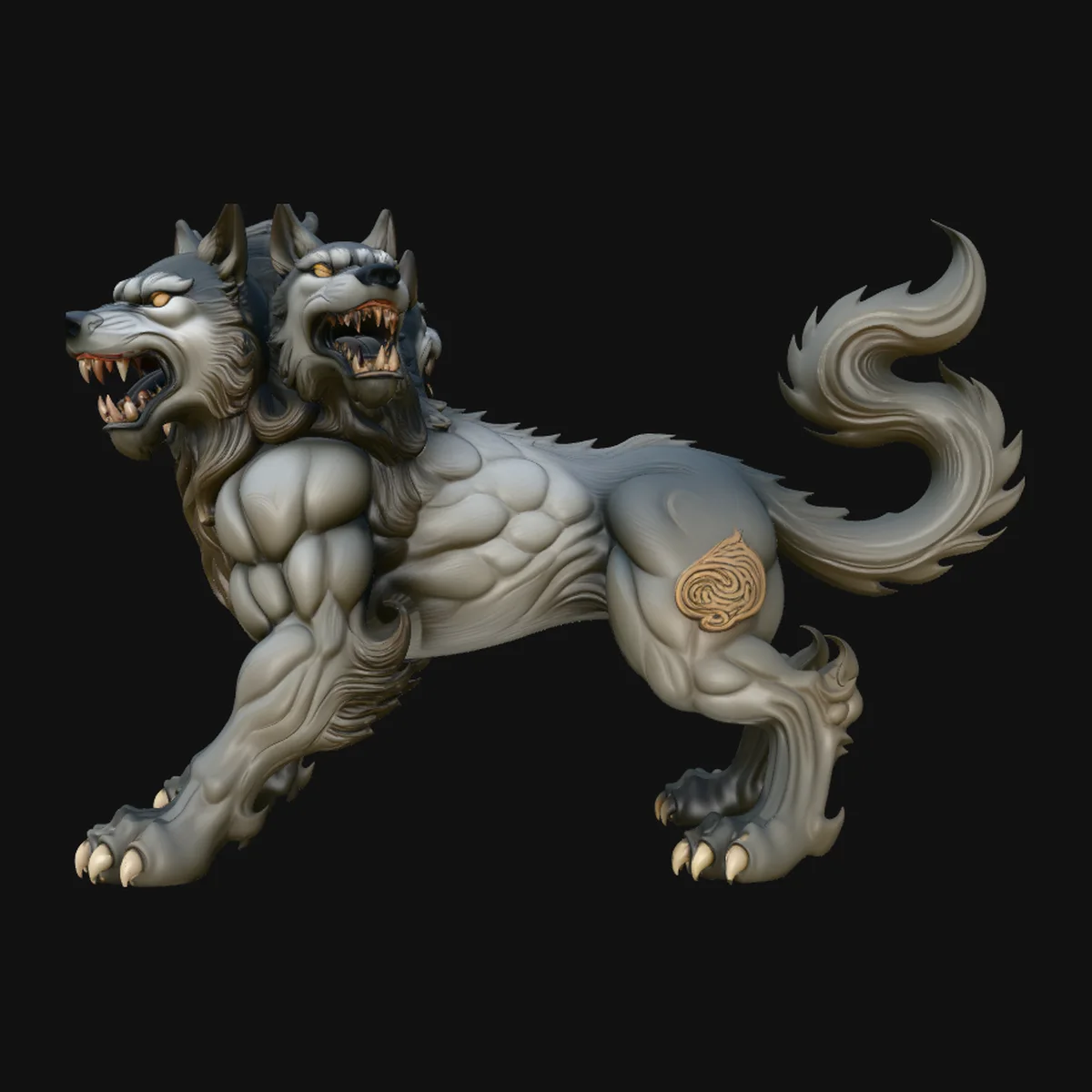 Cerberus Three-Headed Dog Statue Design 1