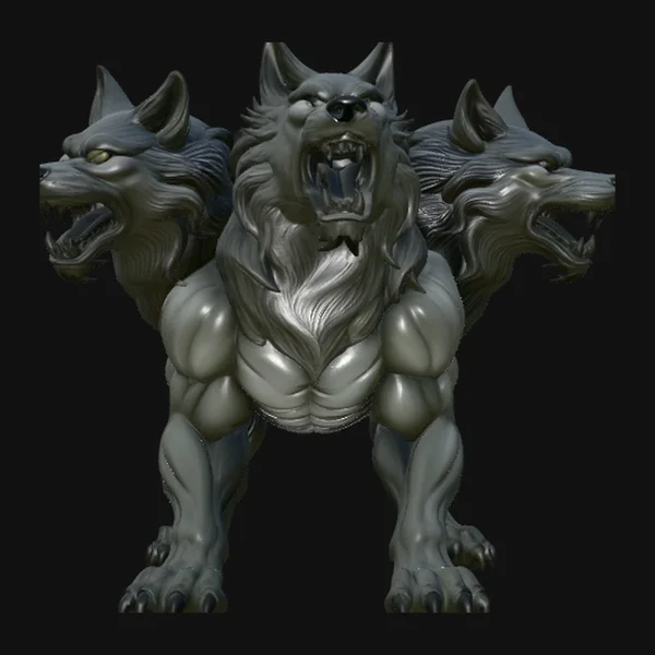Cerberus Three-Headed Dog Statue Design 2