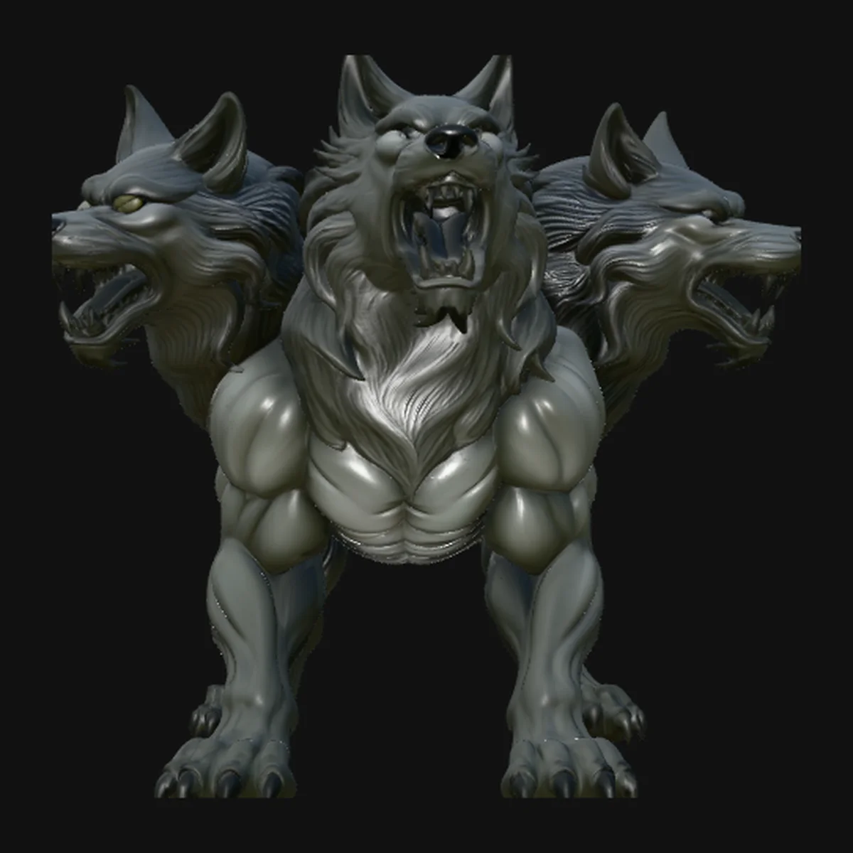 Cerberus Three-Headed Dog Statue Design 2