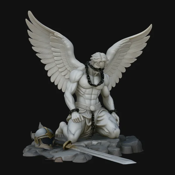 Chained Fallen Angel Statue Design 1