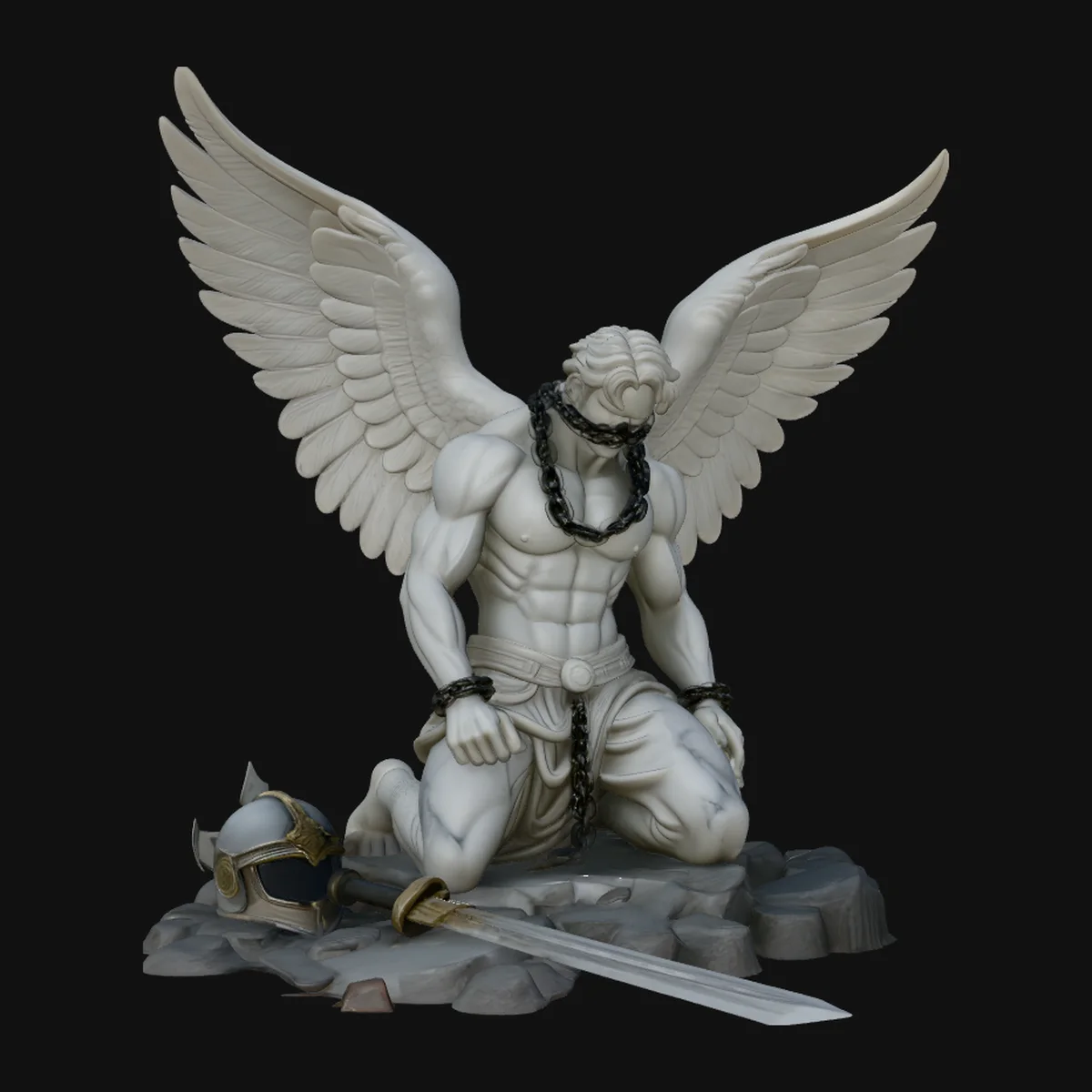 Chained Fallen Angel Statue Design 1