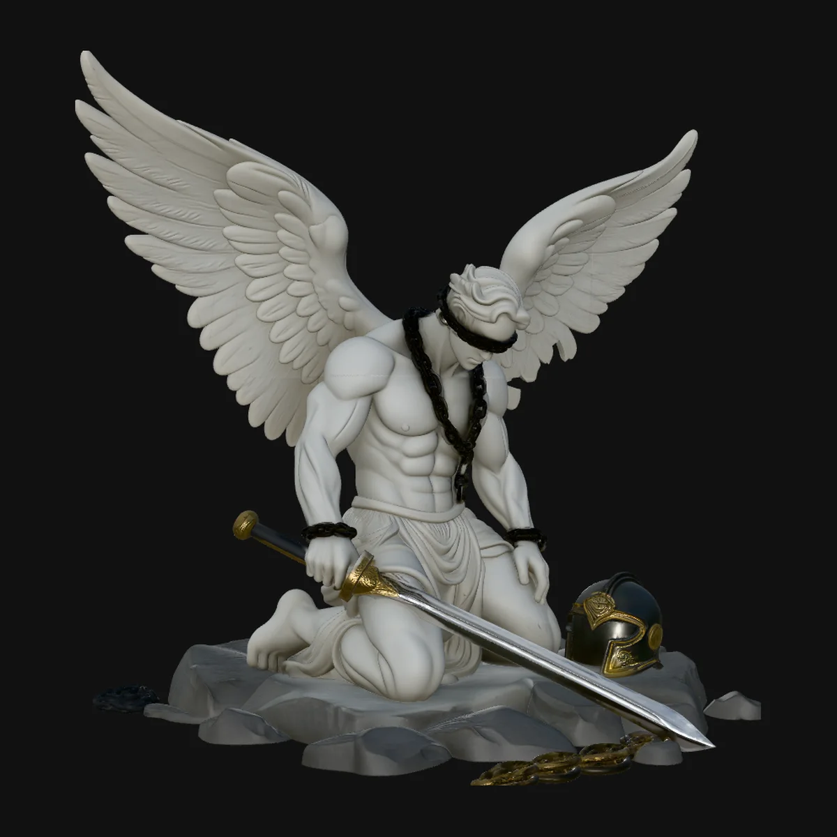 Chained Fallen Angel Statue Design 2
