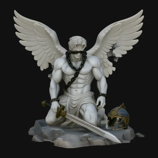 Chained Fallen Angel Statue Design 3