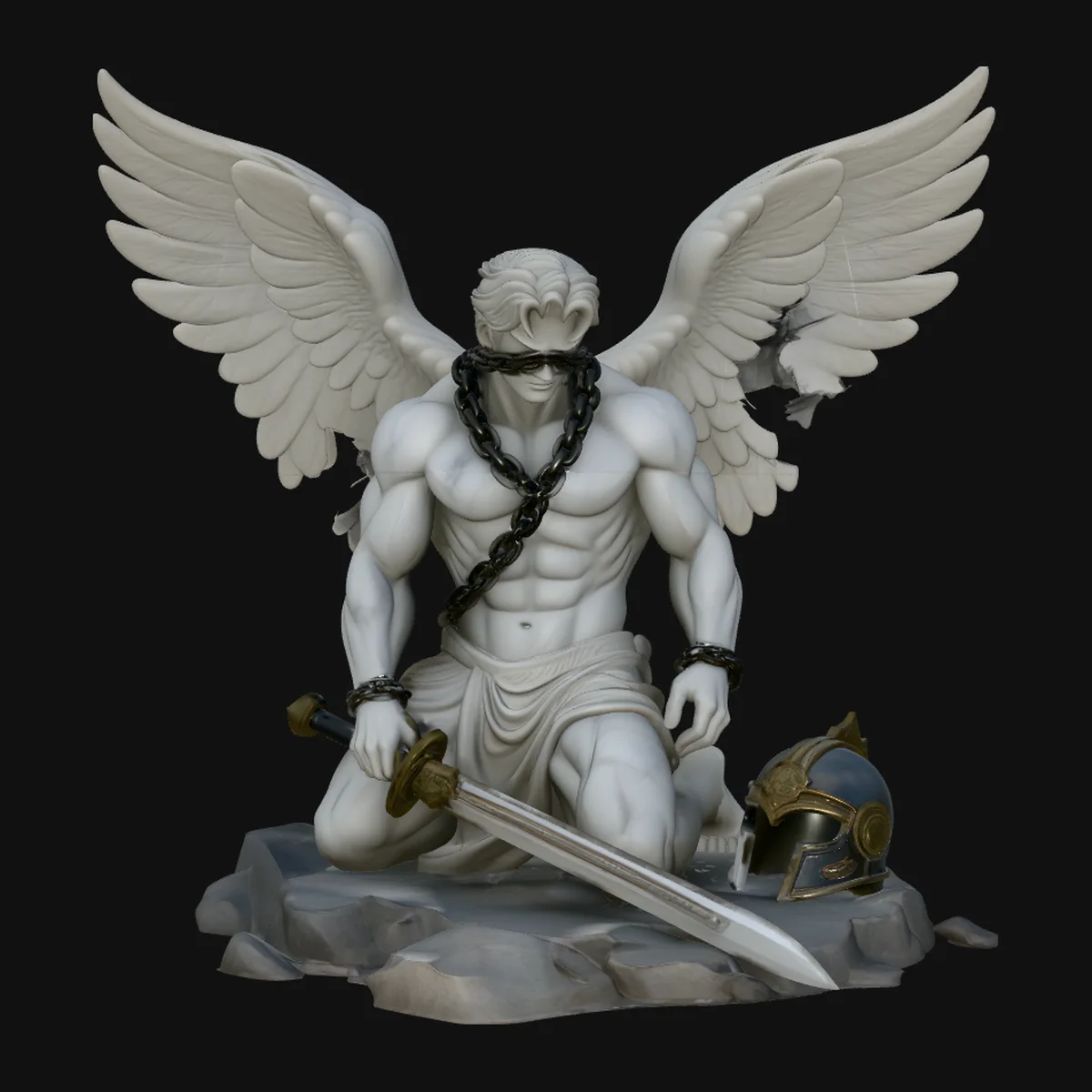 Chained Fallen Angel Statue Design 3