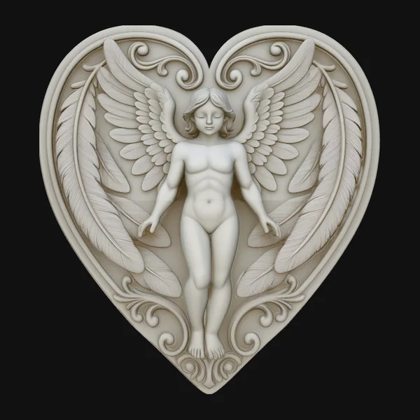 Cherub Angel Heart Pendant Design 1