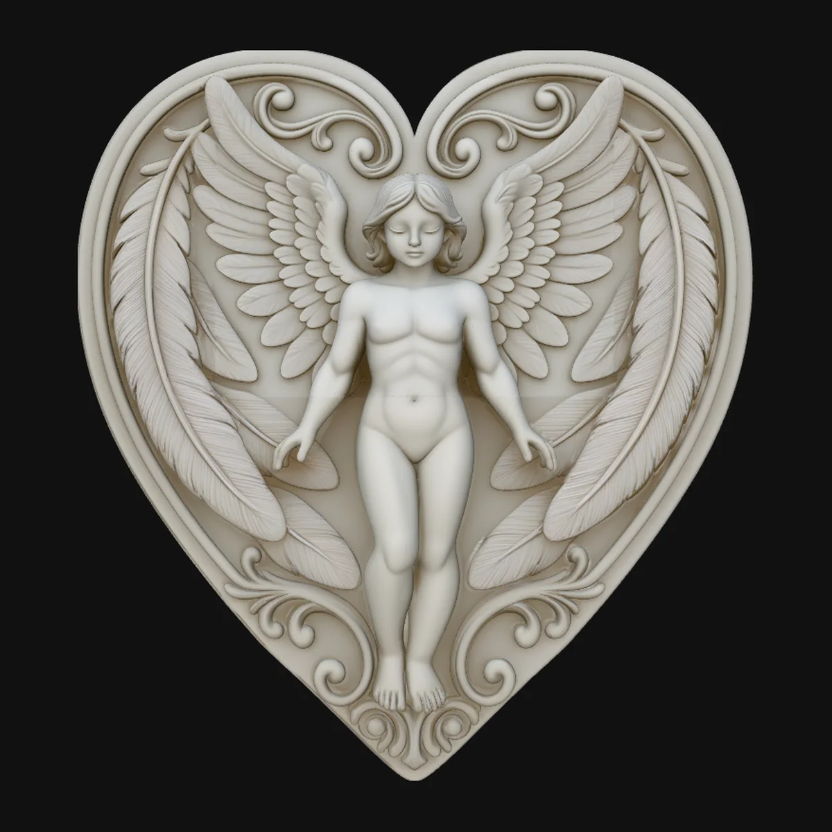 Cherub Angel Heart Pendant Design 1