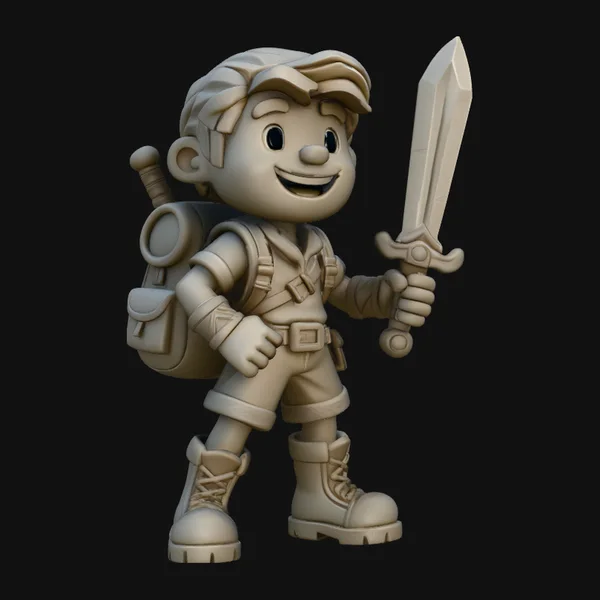 Chibi Adventurer Boy Statue Design 2