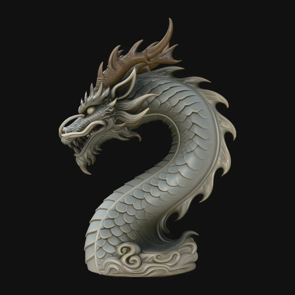 Chinese Dragon Bust Statue Design 1