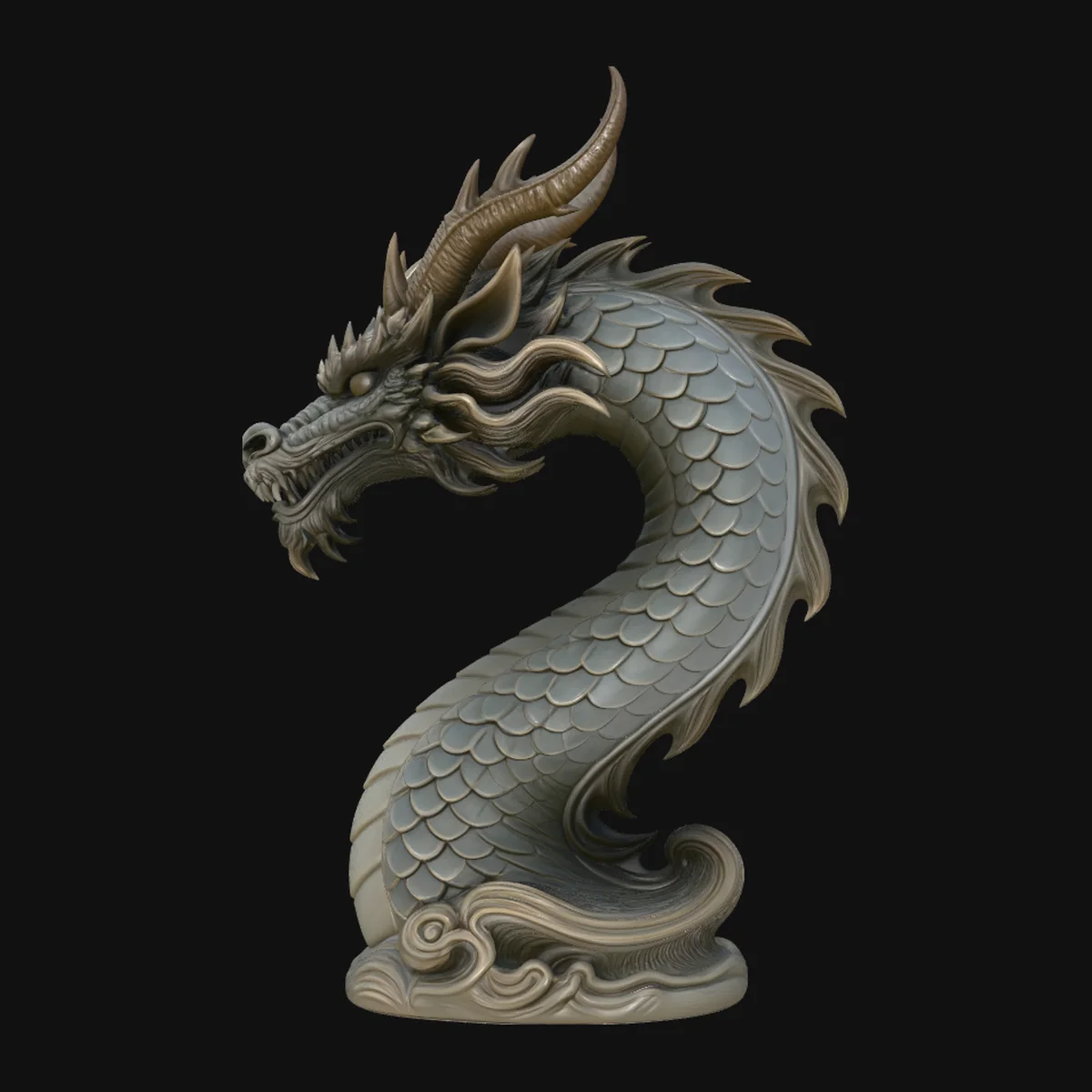 Chinese Dragon Bust Statue Design 2