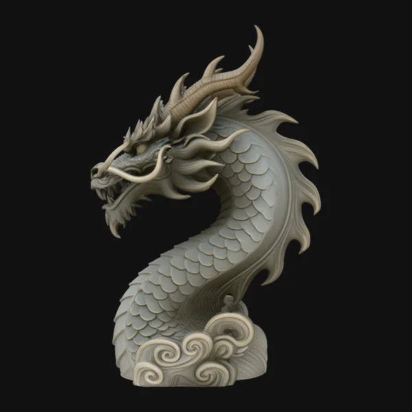 Chinese Dragon Bust Statue Design 4