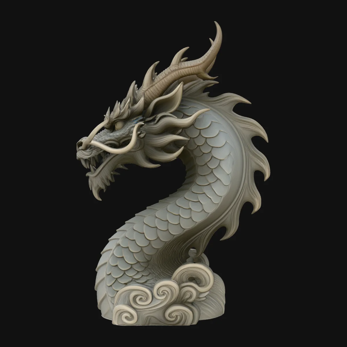 Chinese Dragon Bust Statue Design 4