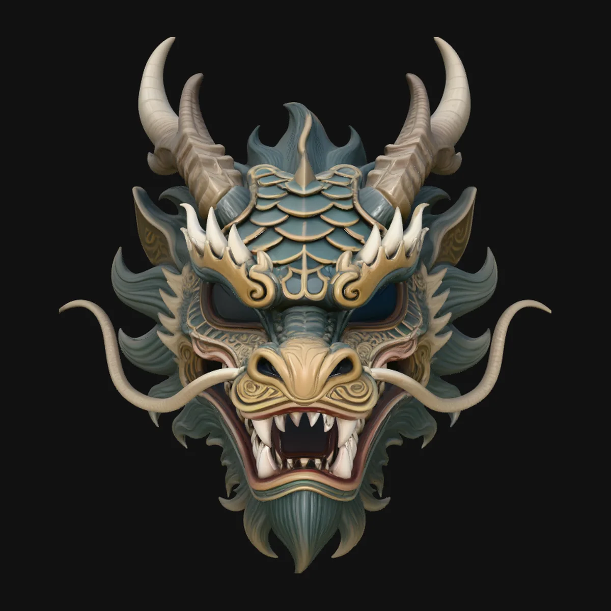 Chinese Dragon Head Bust Statue Design 1