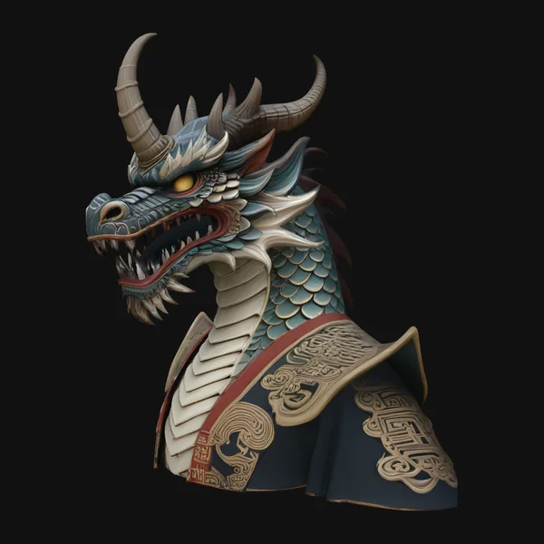 Chinese Dragon Head Bust Statue Design 2