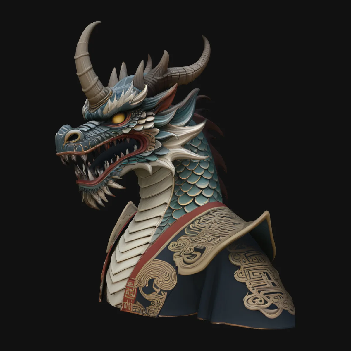 Chinese Dragon Head Bust Statue Design 2