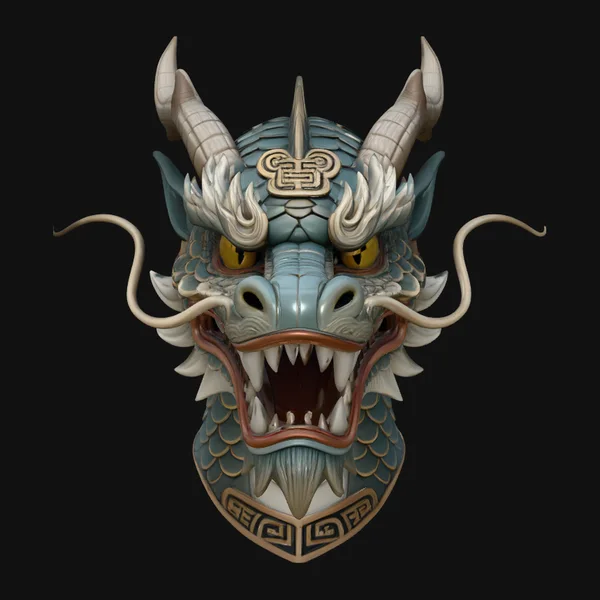 Chinese Dragon Head Bust Statue Design 3