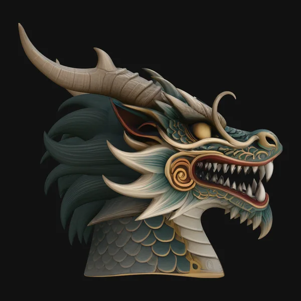 Chinese Dragon Head Bust Statue Design 4