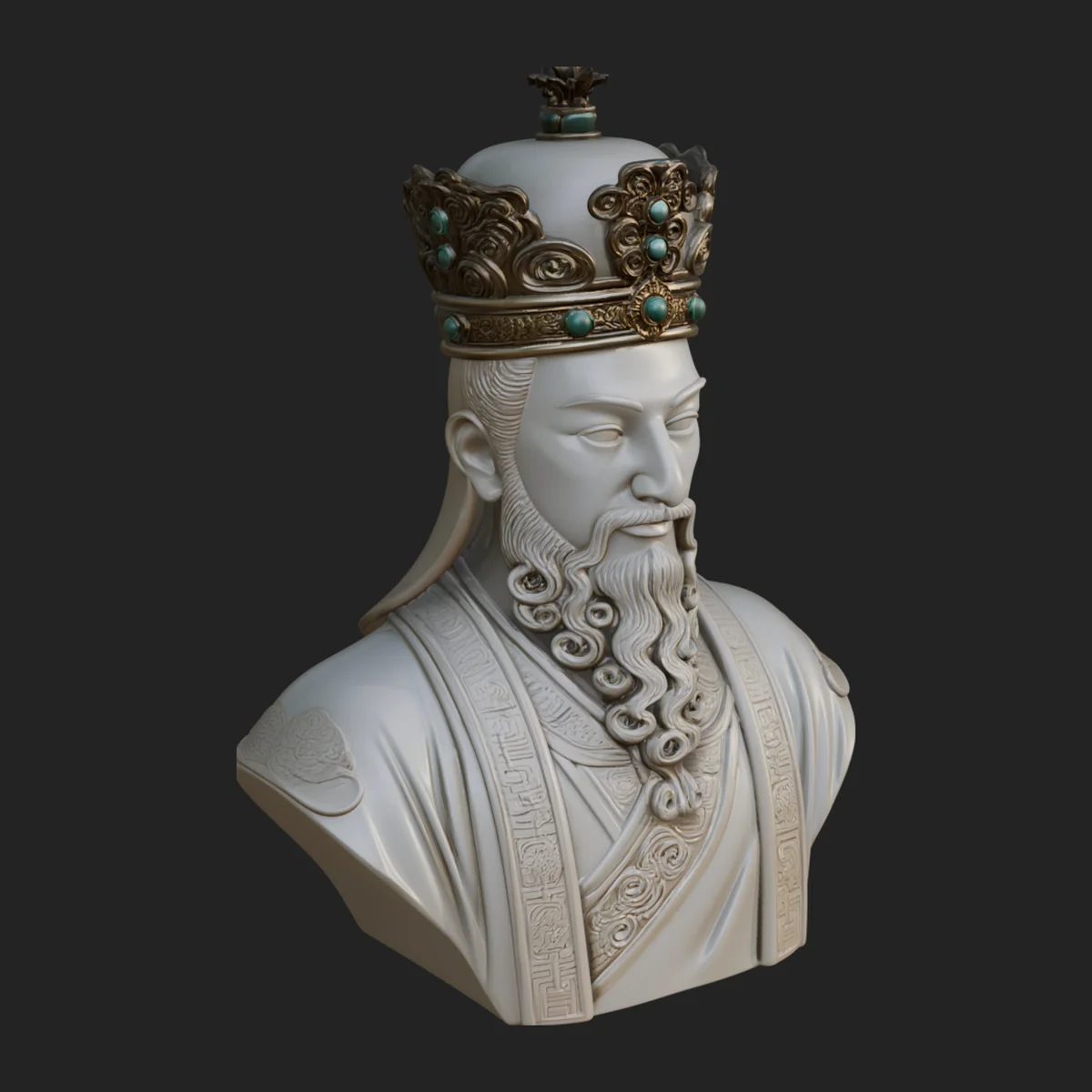 Chinese Emperor Bust Statue Design 1