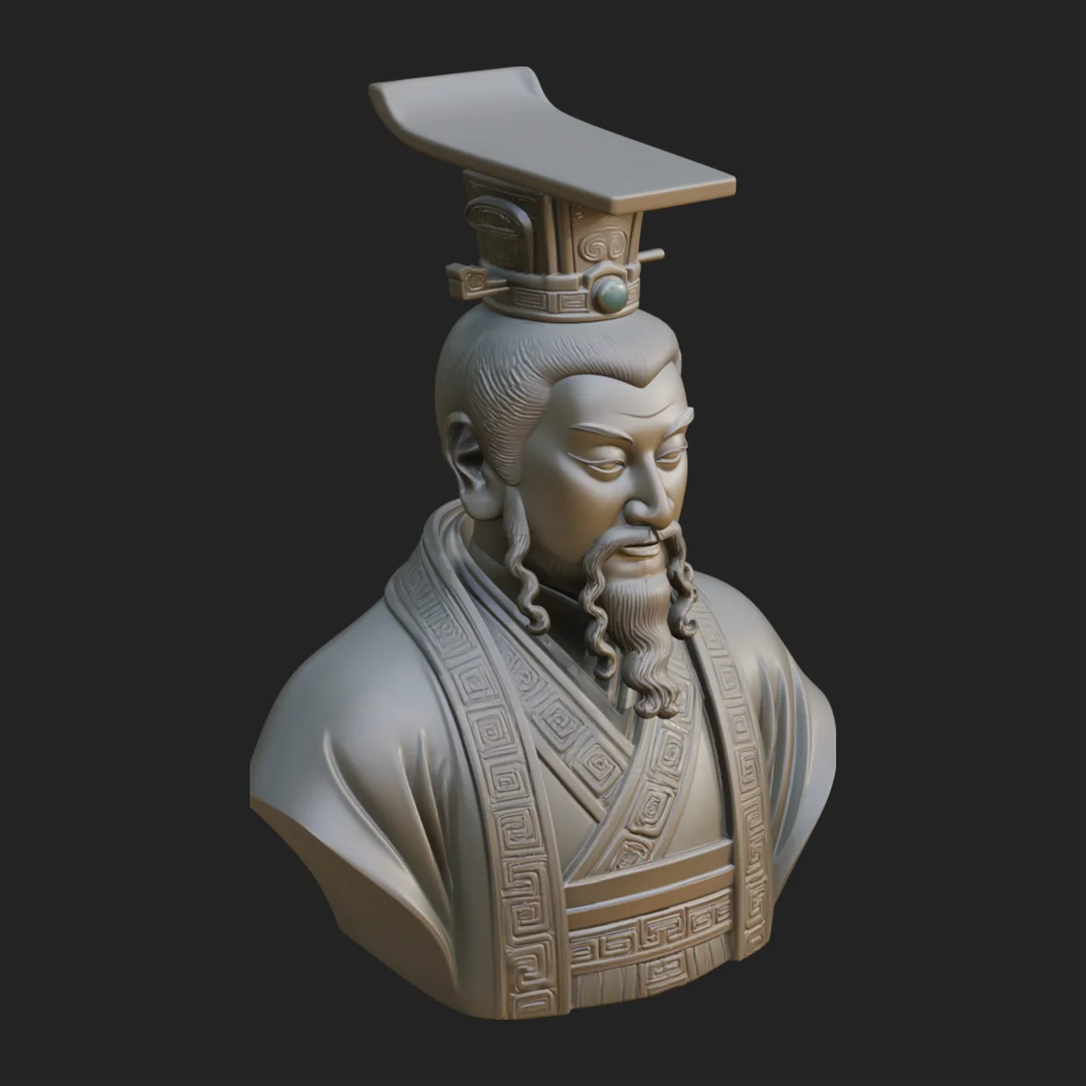 Chinese Emperor Bust Statue Design 2
