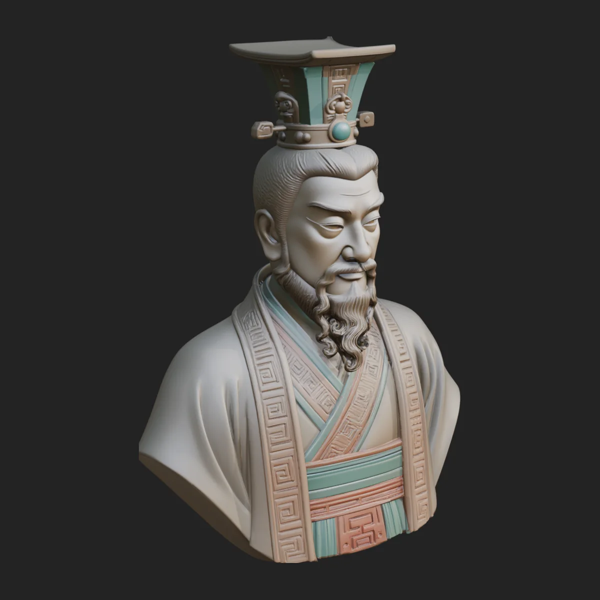 Chinese Emperor Bust Statue Design 3