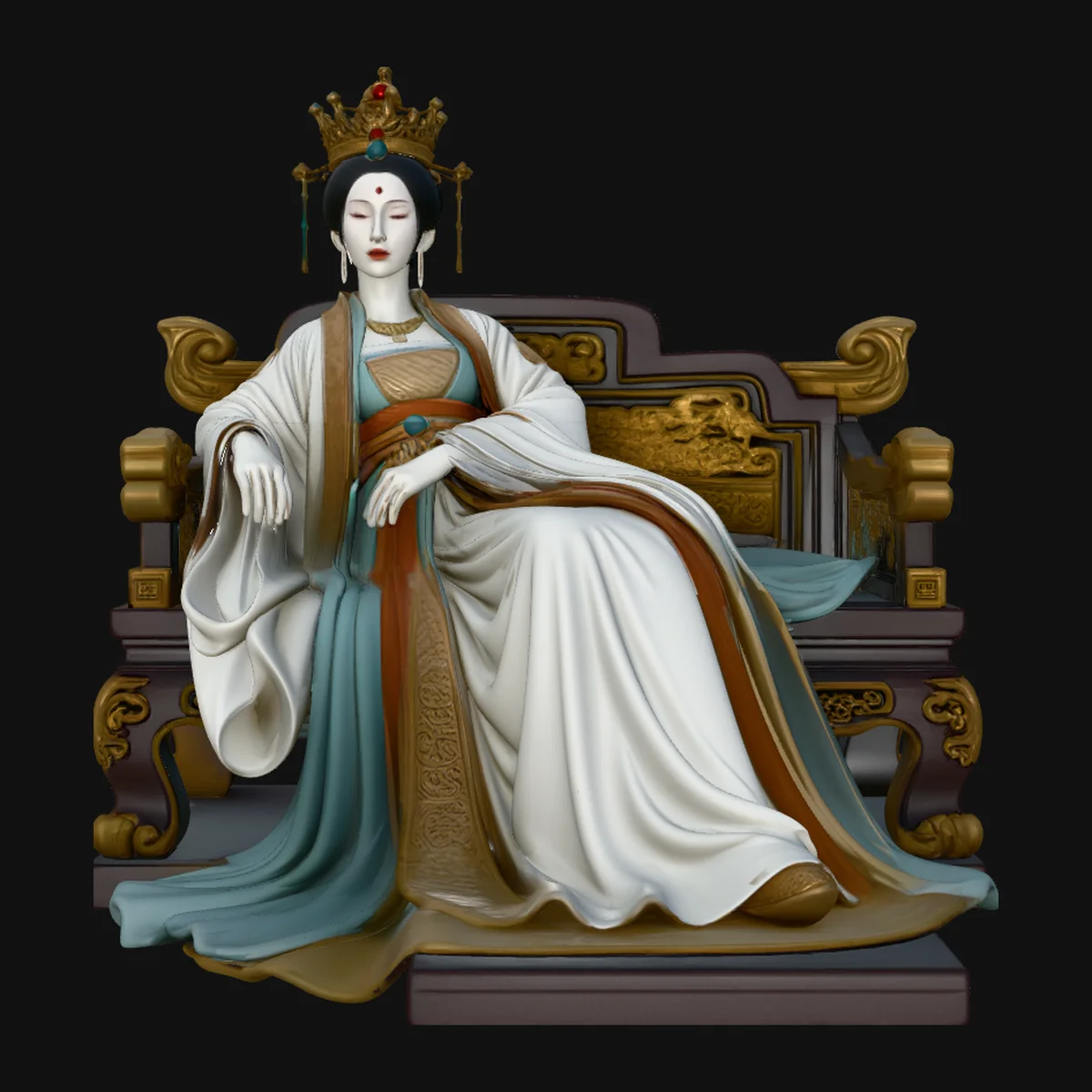 Chinese Empress on Throne Statue Design 1