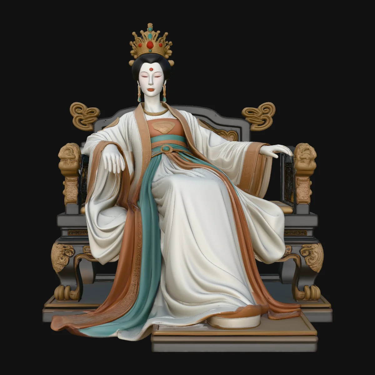 Chinese Empress on Throne Statue Design 2