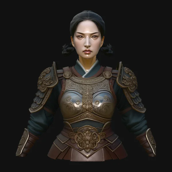 Chinese Female Warrior Bust Statue Design 1