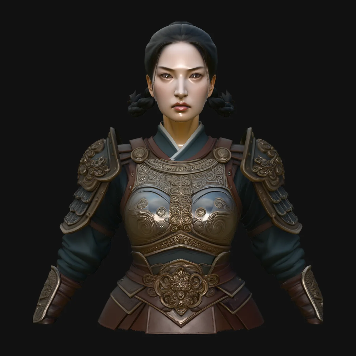 Chinese Female Warrior Bust Statue Design 1