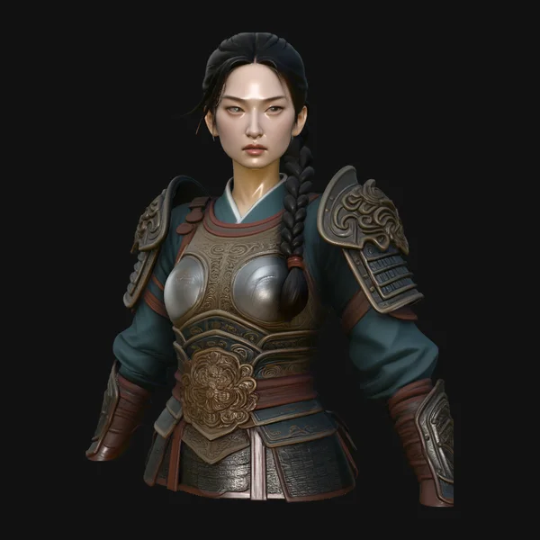 Chinese Female Warrior Bust Statue Design 4
