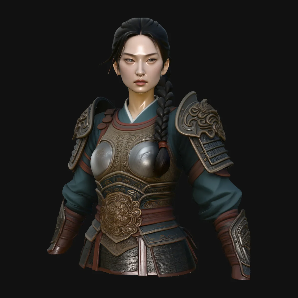 Chinese Female Warrior Bust Statue Design 4