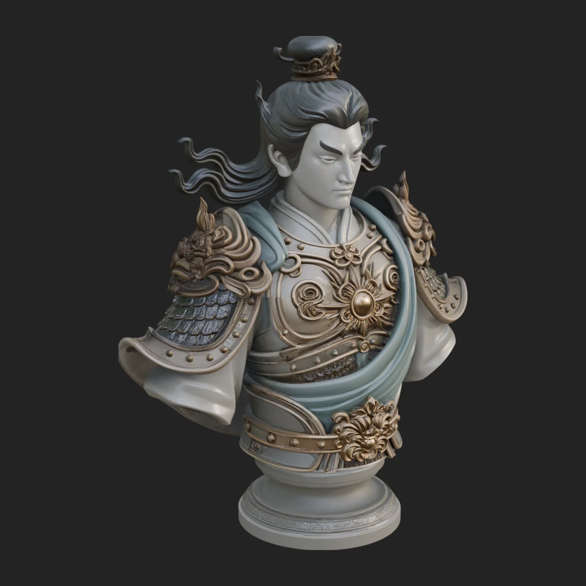 Chinese General Bust Statue Design 1