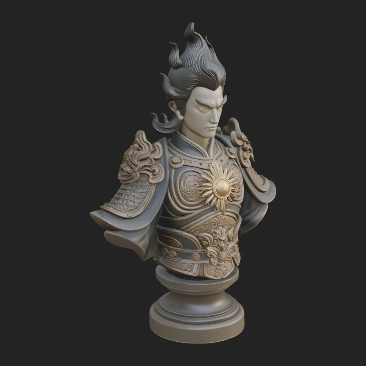 Chinese General Bust Statue Design 3