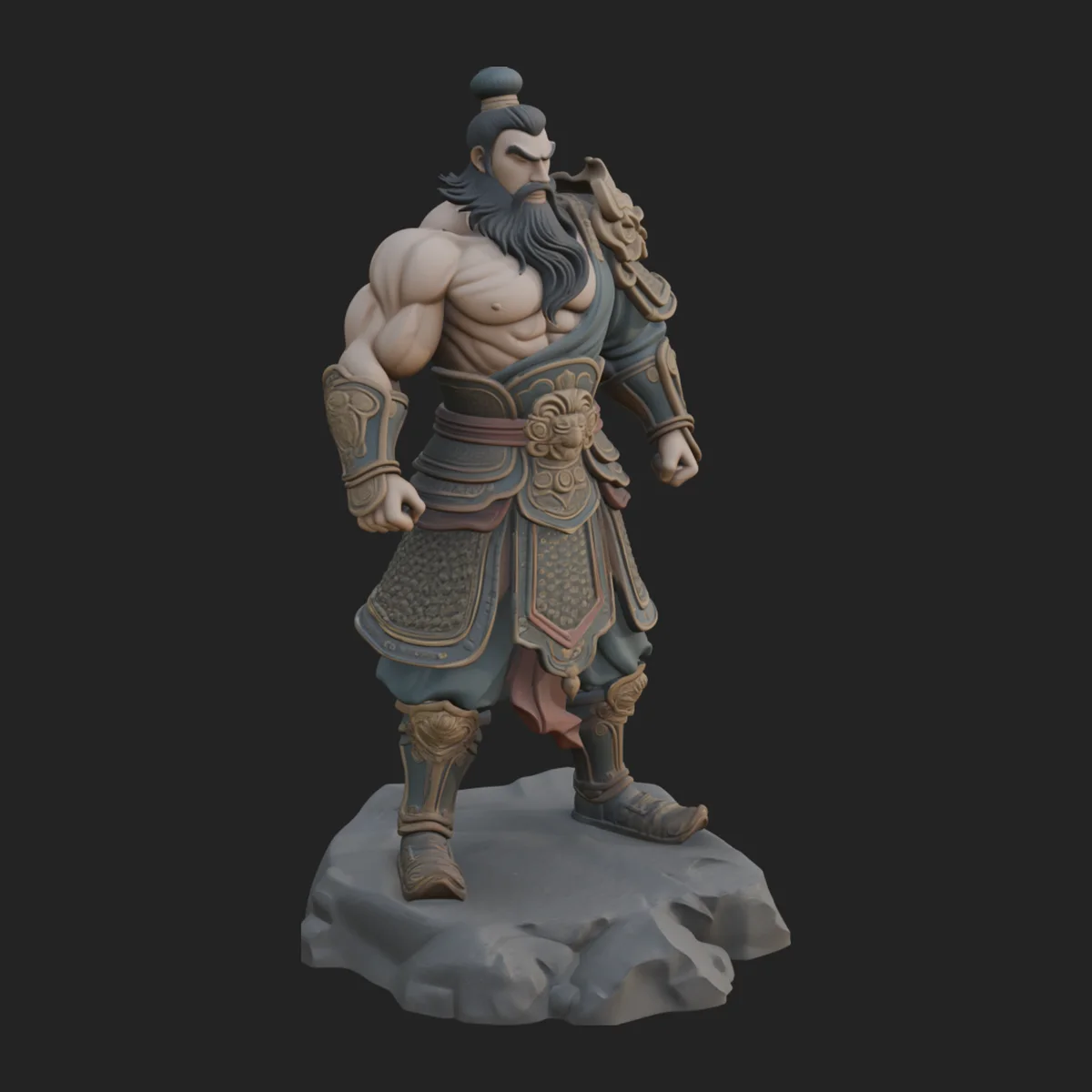 Chinese General on Rock Statue Design 3