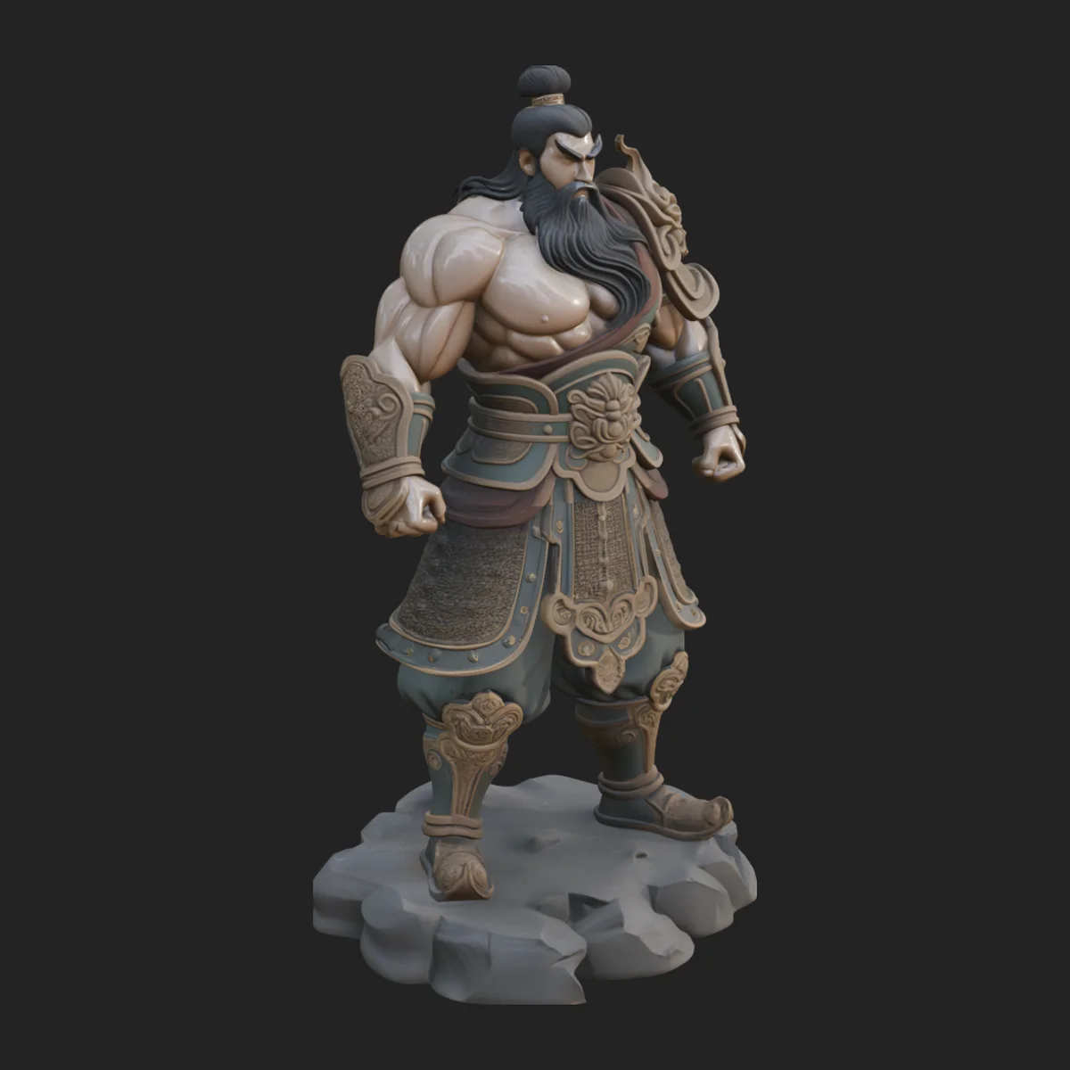 Chinese General on Rock Statue Design 4