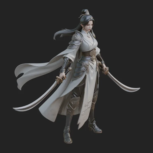 Chinese Swordswoman Statue Design 1