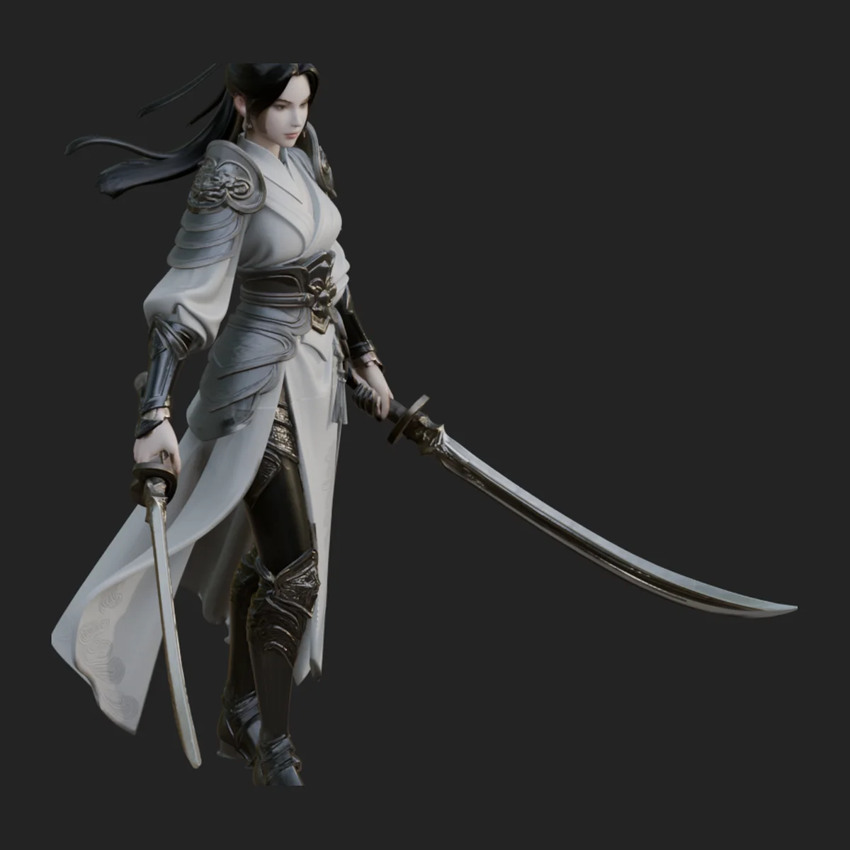 Chinese Swordswoman Statue Design 2