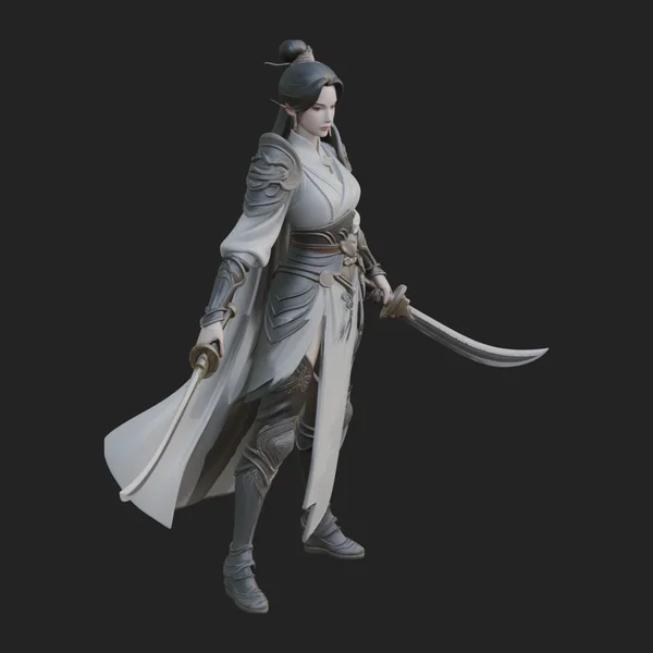 Chinese Swordswoman Statue Design 3