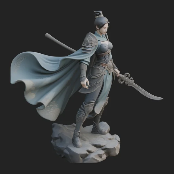 Chinese Swordswoman Statue Design 4