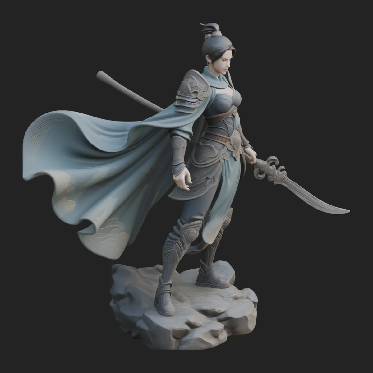 Chinese Swordswoman Statue Design 4