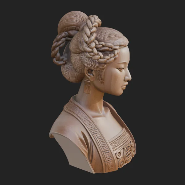 Chinese Woman Braided Bust Statue Design 2
