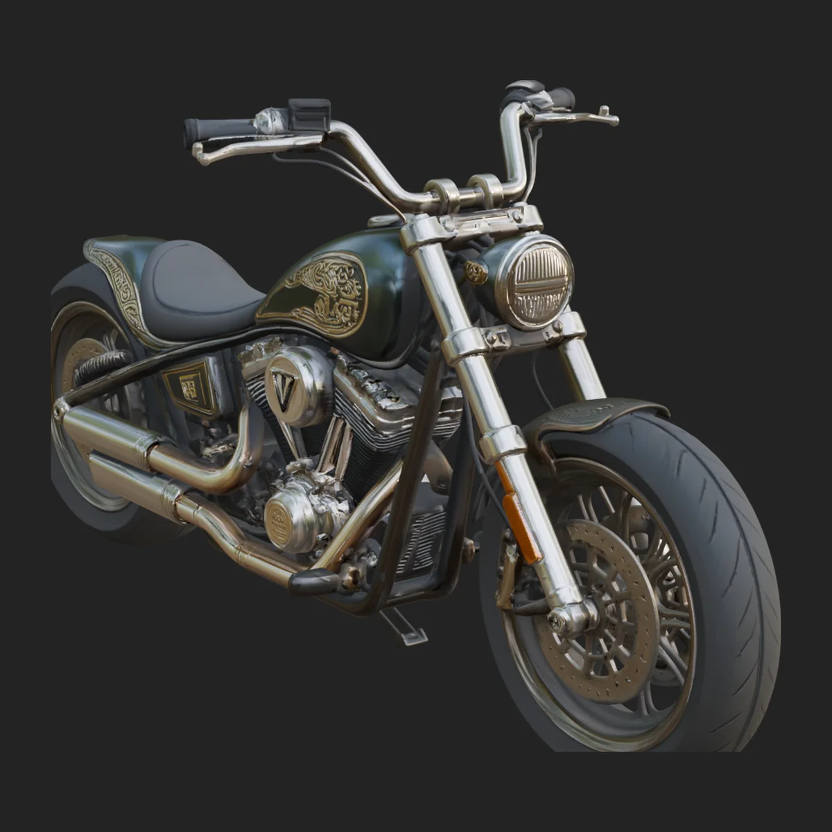 Chopper Motorcycle Model Design 1