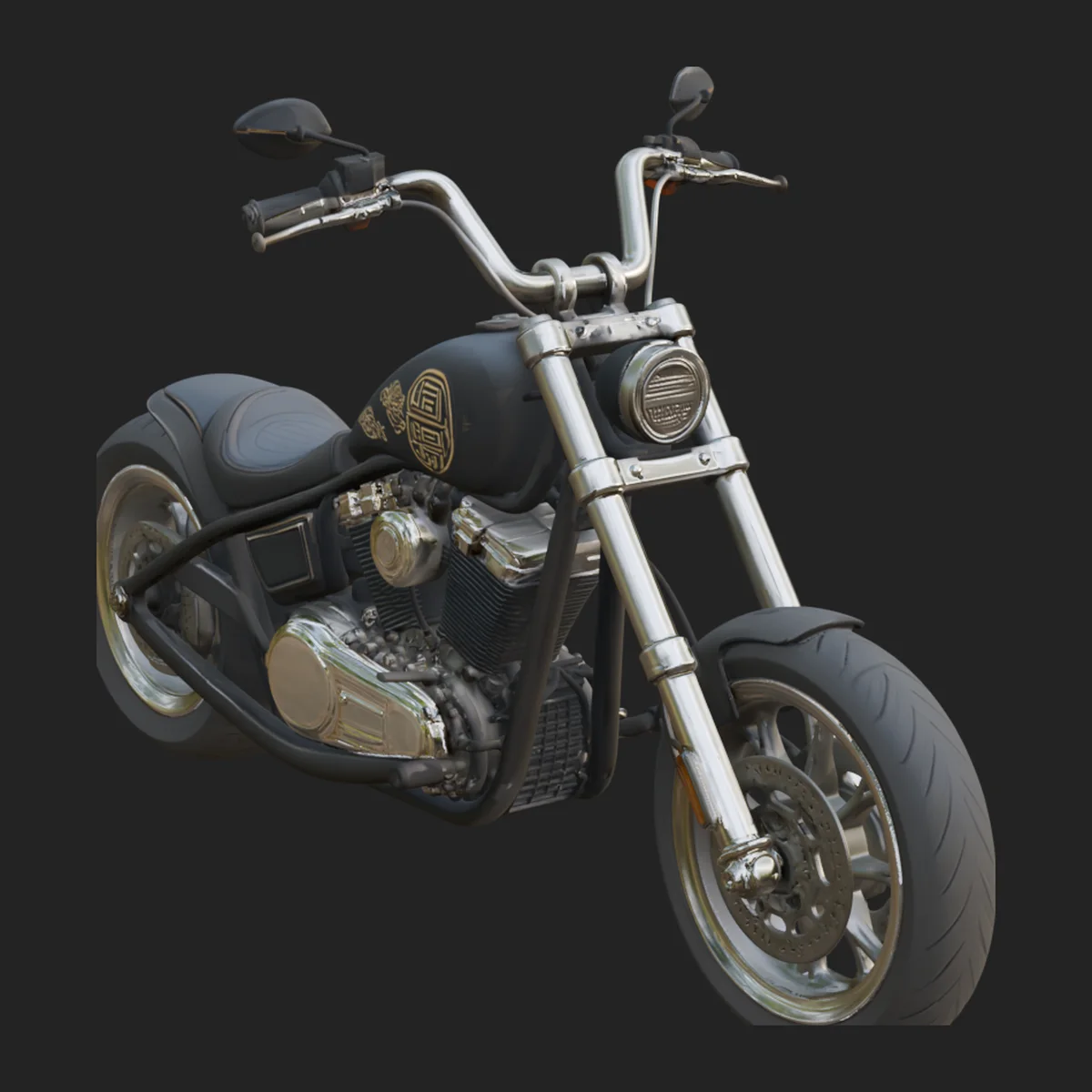 Chopper Motorcycle Model Design 2