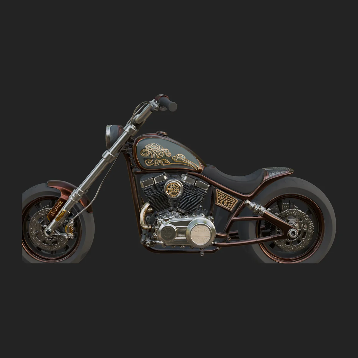 Chopper Motorcycle Model Design 3
