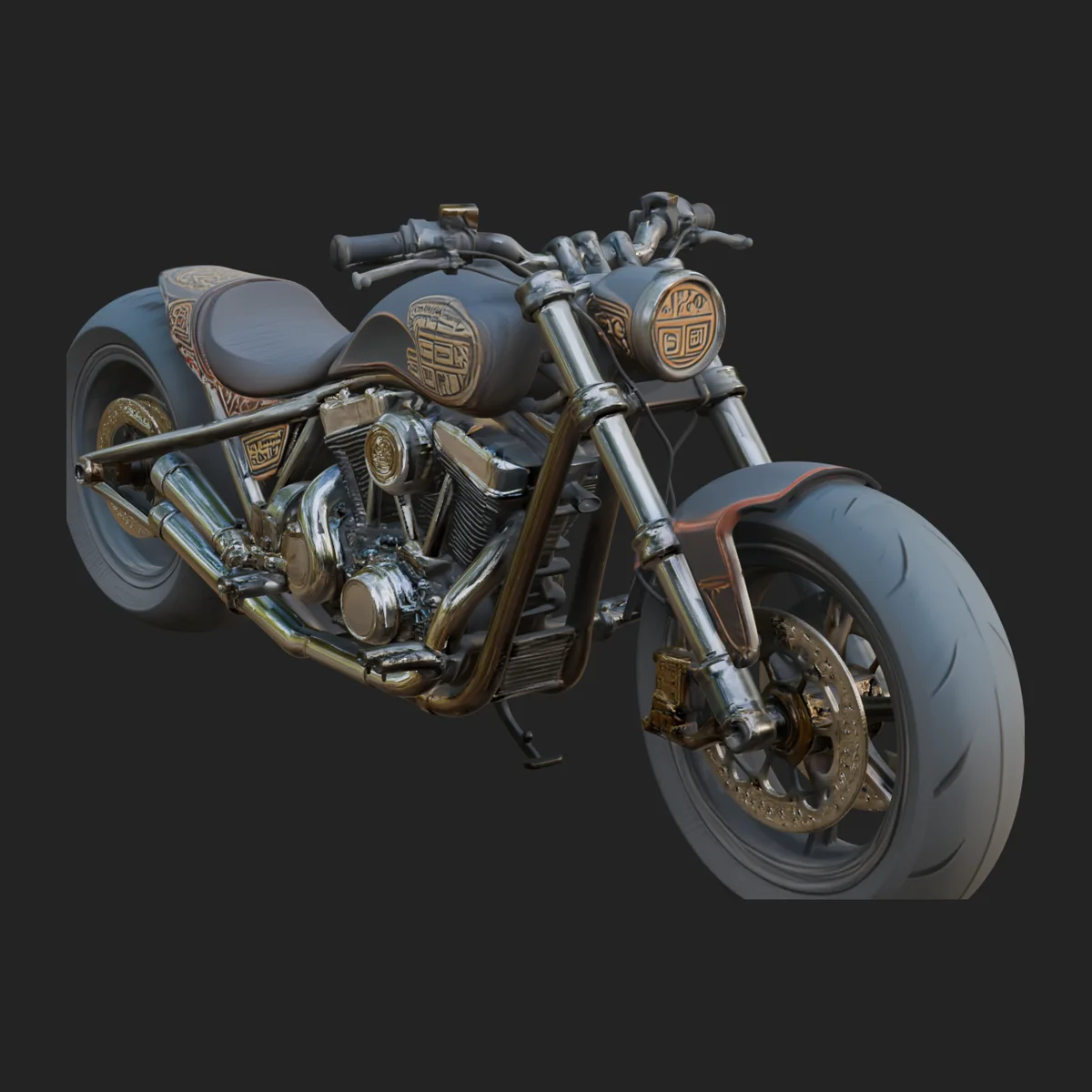 Chopper Motorcycle Model Design 5