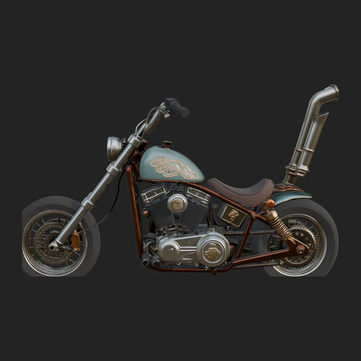 Chopper Motorcycle Model Design 6
