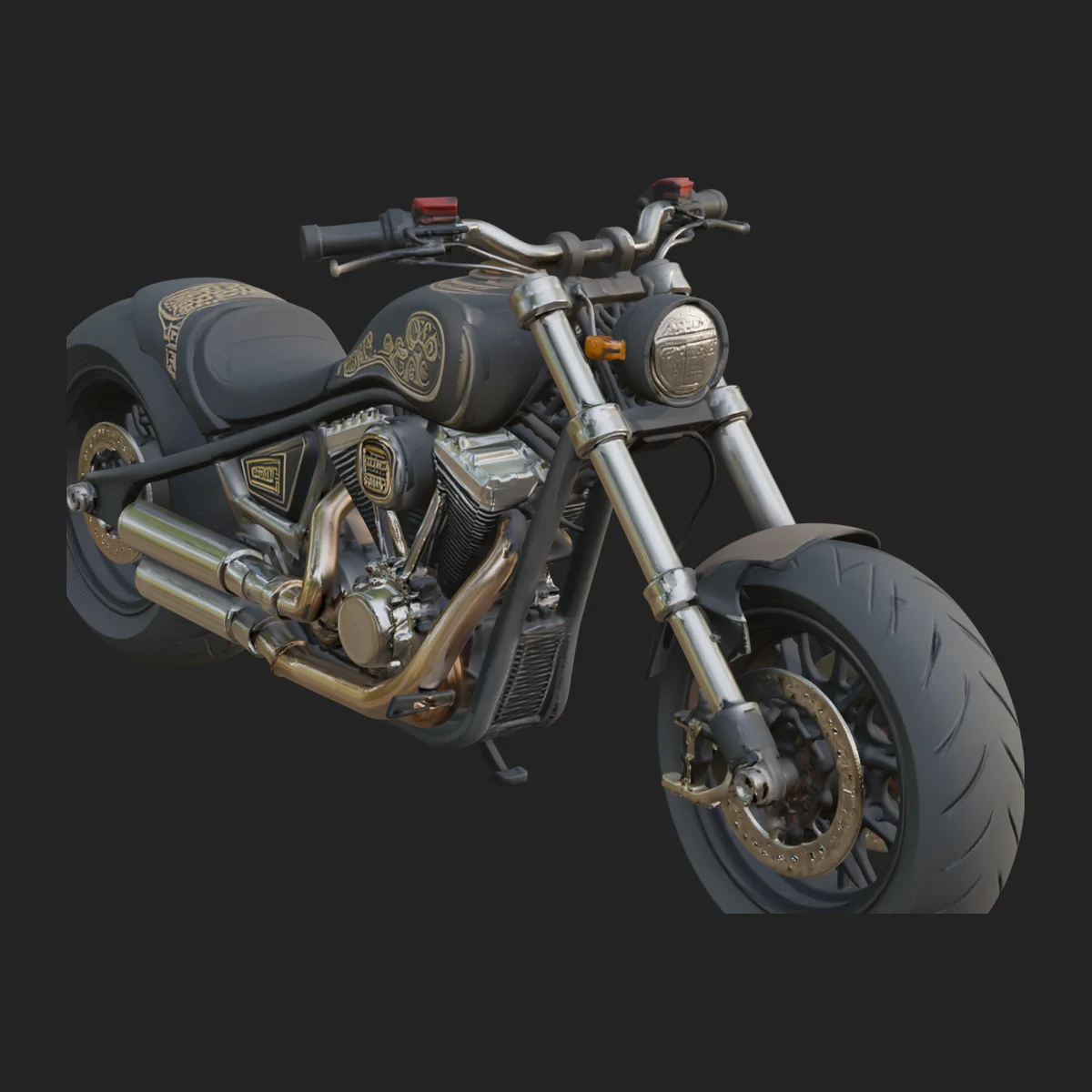Chopper Motorcycle Model Design 7