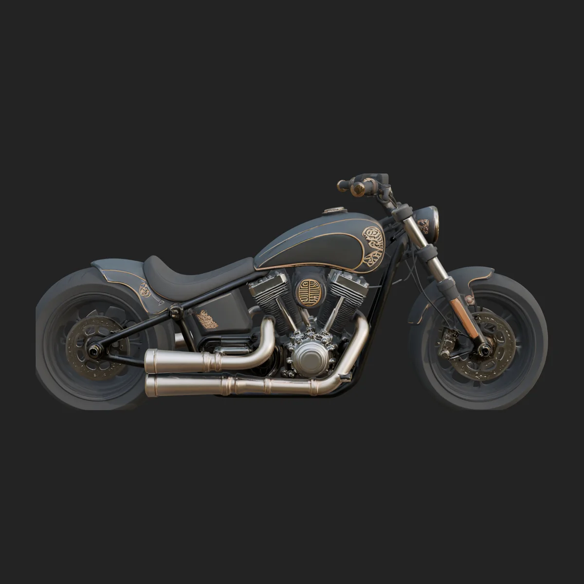 Chopper Motorcycle Model Design 9