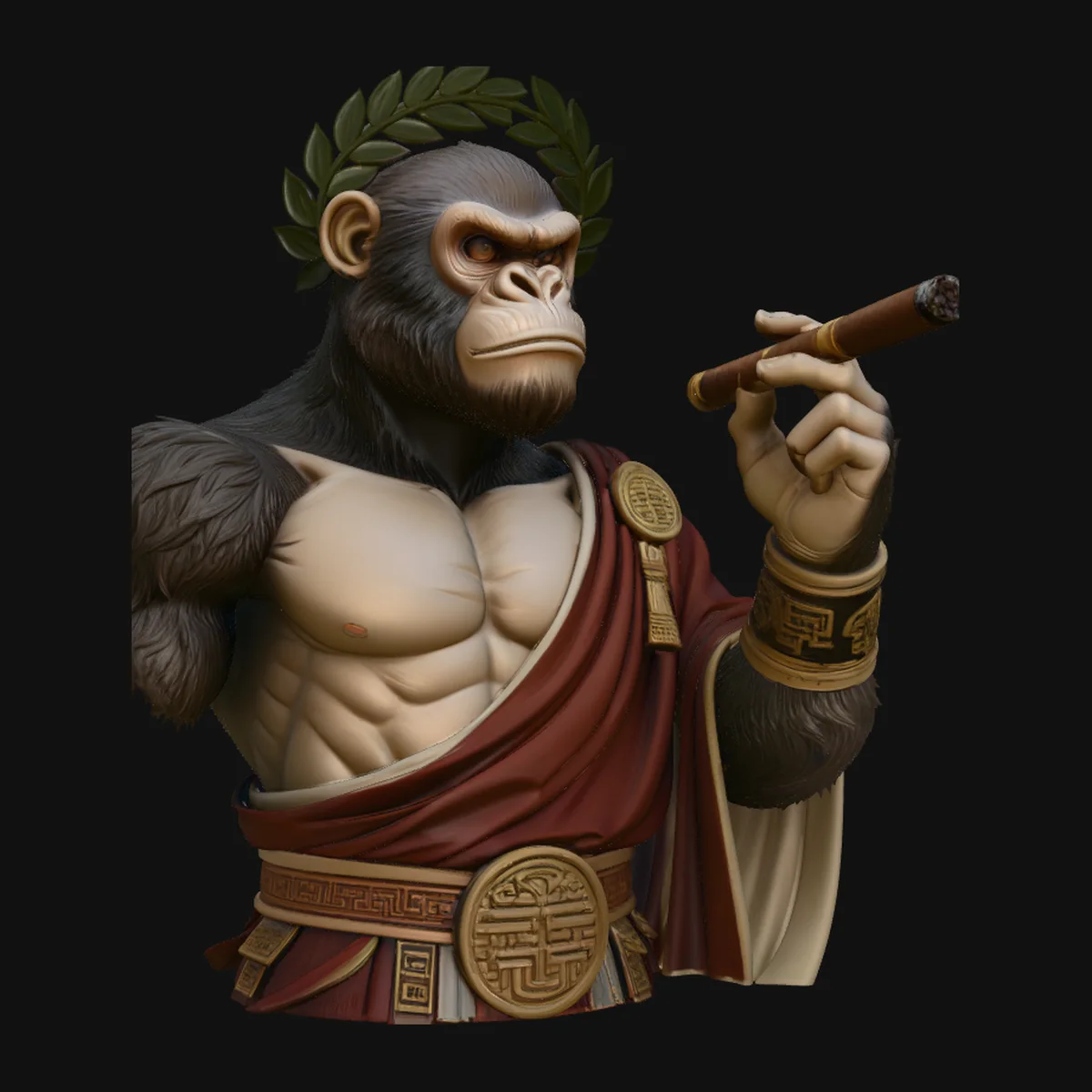 Cigar Smoking Ape Senator Bust Statue Design 1