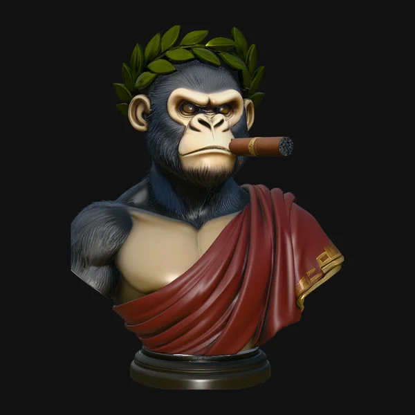 Cigar Smoking Ape Senator Bust Statue Design 2