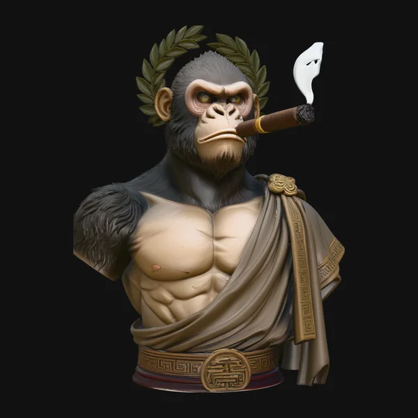 Cigar Smoking Ape Senator Bust Statue Design 3