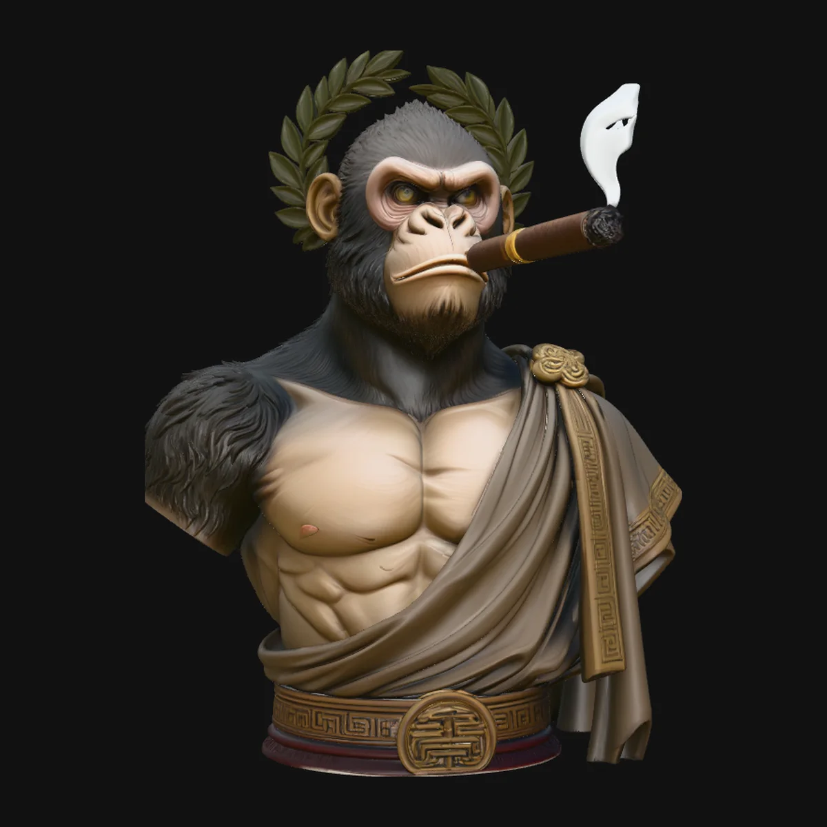 Cigar Smoking Ape Senator Bust Statue Design 3